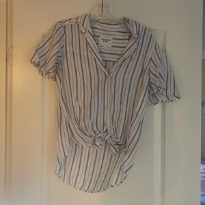 A&F striped short sleeve button up